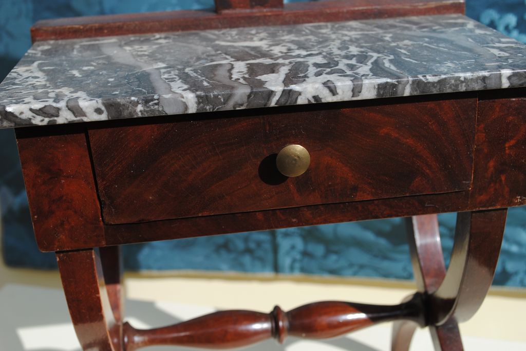 Elegant French Marble Topped Mahogany Dressing Table Circa 1870 Elegant French Marble Topped Mahogany Dressing Table Circa 1870