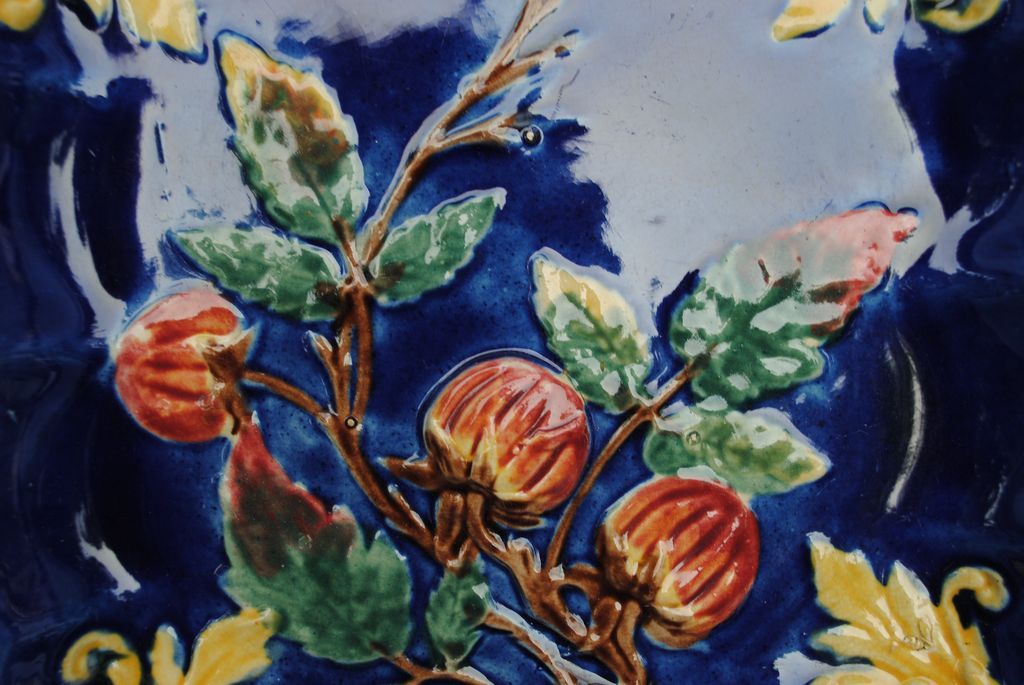 Lovely Cobalt Blue Square Majolica Serving Plate or Display Piece Lovely Cobalt Blue Square Majolica Serving Plate or Display Piece
