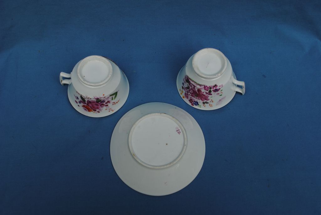 2 Circa 1840 Pink Lustre Cups and 1 Matching Saucer 2 Circa 1840 Pink Lustre Cups and 1 Matching Saucer