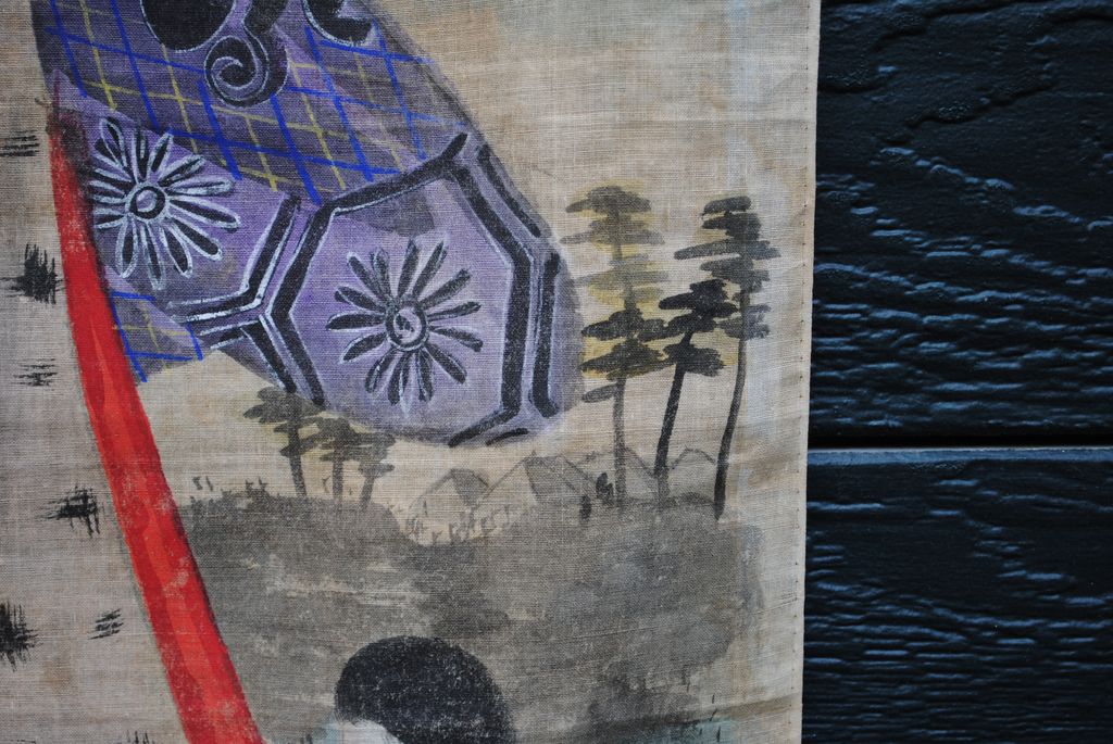 Japanese Hand Painting On Cloth.....Late 19th C. Japanese Hand Painting On Cloth.....Late 19th C.