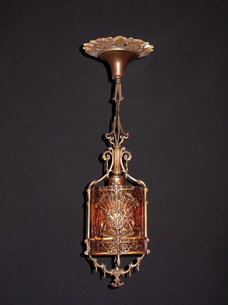 Vintage Bronze Dragonfly Ceiling Pendant w/Original Patina and Glass Vintage Bronze Dragonfly Ceiling Pendant w/Original Patina and Glass