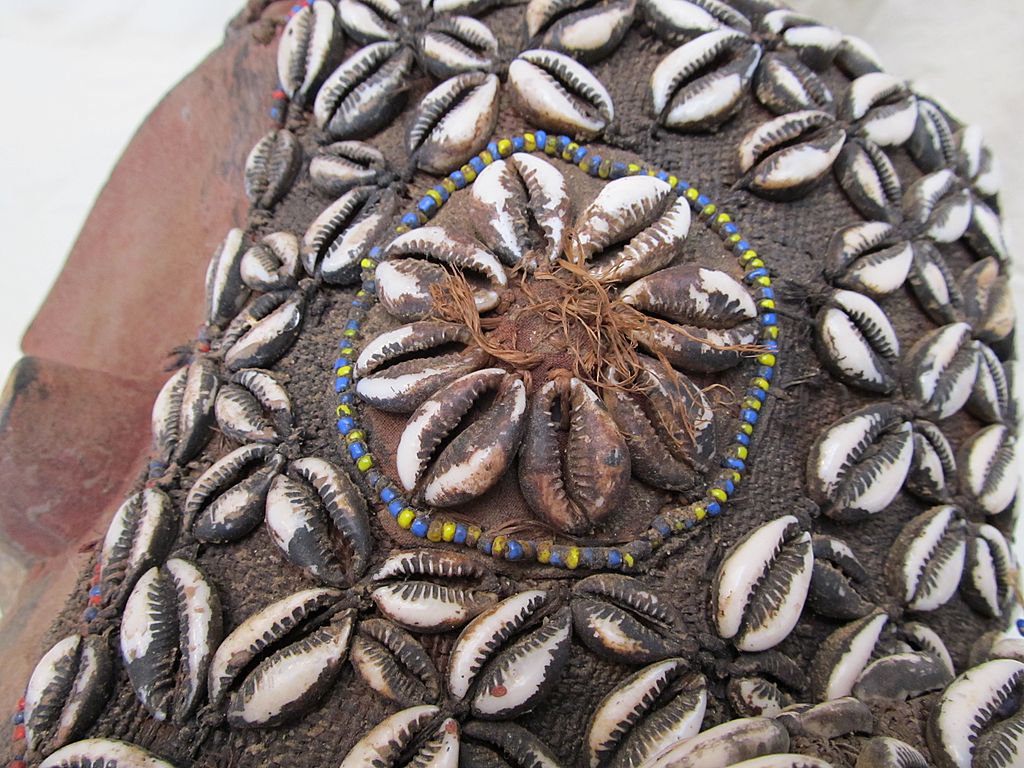 Old African Kuba Helmet Mask Zaire cowrie shells Old African Kuba Helmet Mask Zaire cowrie shells