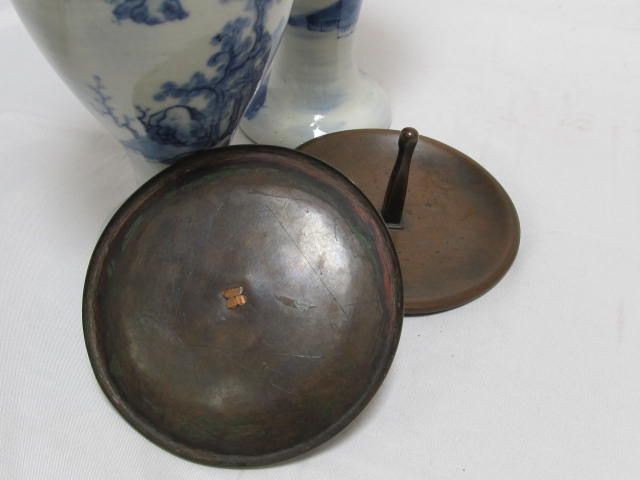 Antique Chinese Beaker Candlesticks Bronze Caps Antique Chinese Beaker Candlesticks Bronze Caps