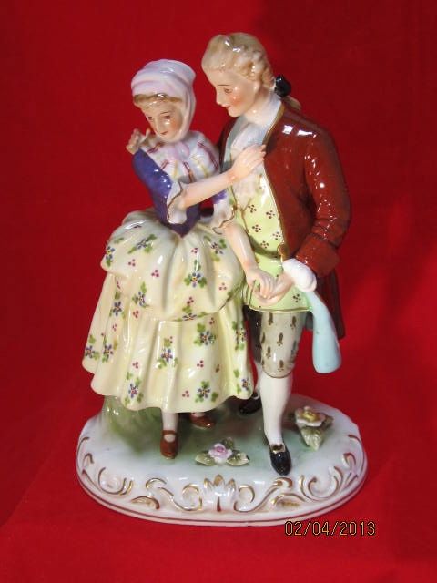 Japanese Porcelain Figurine Courting Couple Japanese Porcelain Figurine Courting Couple