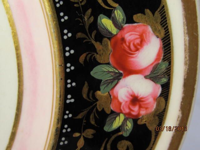 English Porcelain Cabinet Plate Hand Painted Floral Designs English Porcelain Cabinet Plate Hand Painted Floral Designs