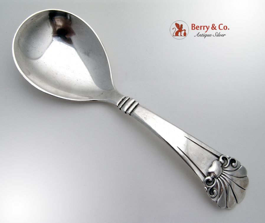 Scandinavian Design Large Ornate Serving Spoon Danish Sterling Silver Shell Decorations 1933 Scandinavian Design Large Ornate Serving Spoon Danish Sterling Silver Shell Decorations 1933