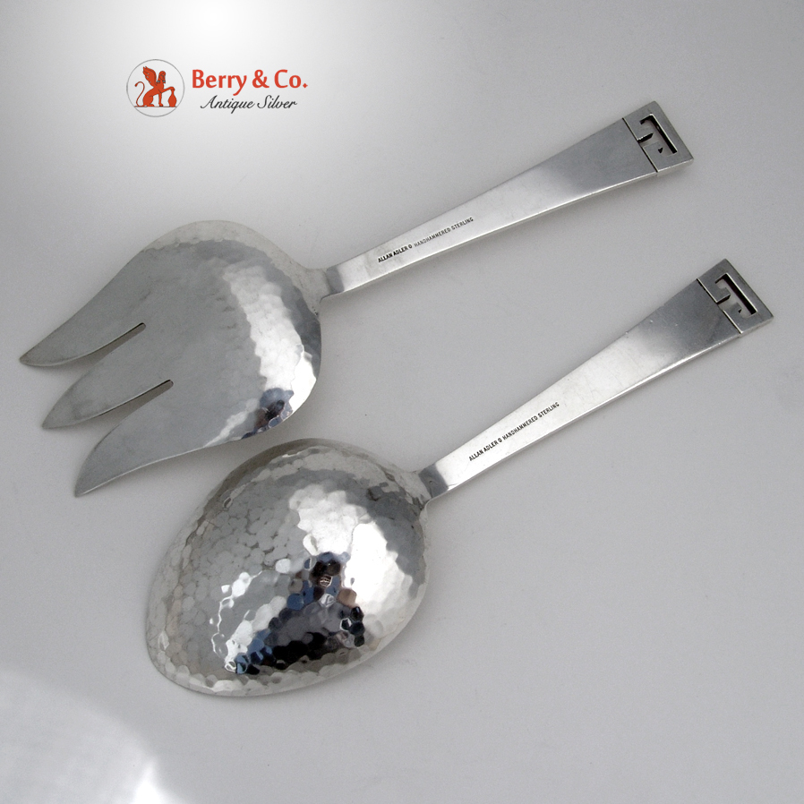 Chinese Key Salad Serving Set Arts and Crafts Sterling Silver Allan Adler Chinese Key Salad Serving Set Arts and Crafts Sterling Silver Allan Adler