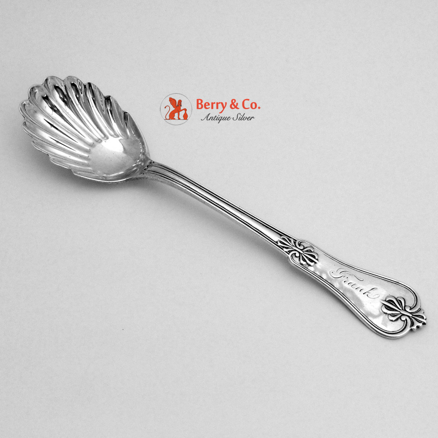 Honeysuckle Sugar Shell Spoon Joseph Seymour 1850 Coin Silver Frank