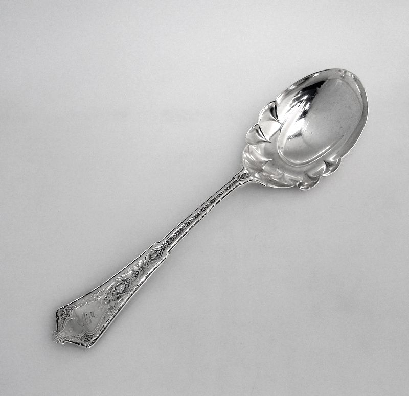 Persian Tiffany Berry Spoon Sterling Silver 1872 Monogram S Persian Tiffany Berry Spoon Sterling Silver 1872 Monogram S