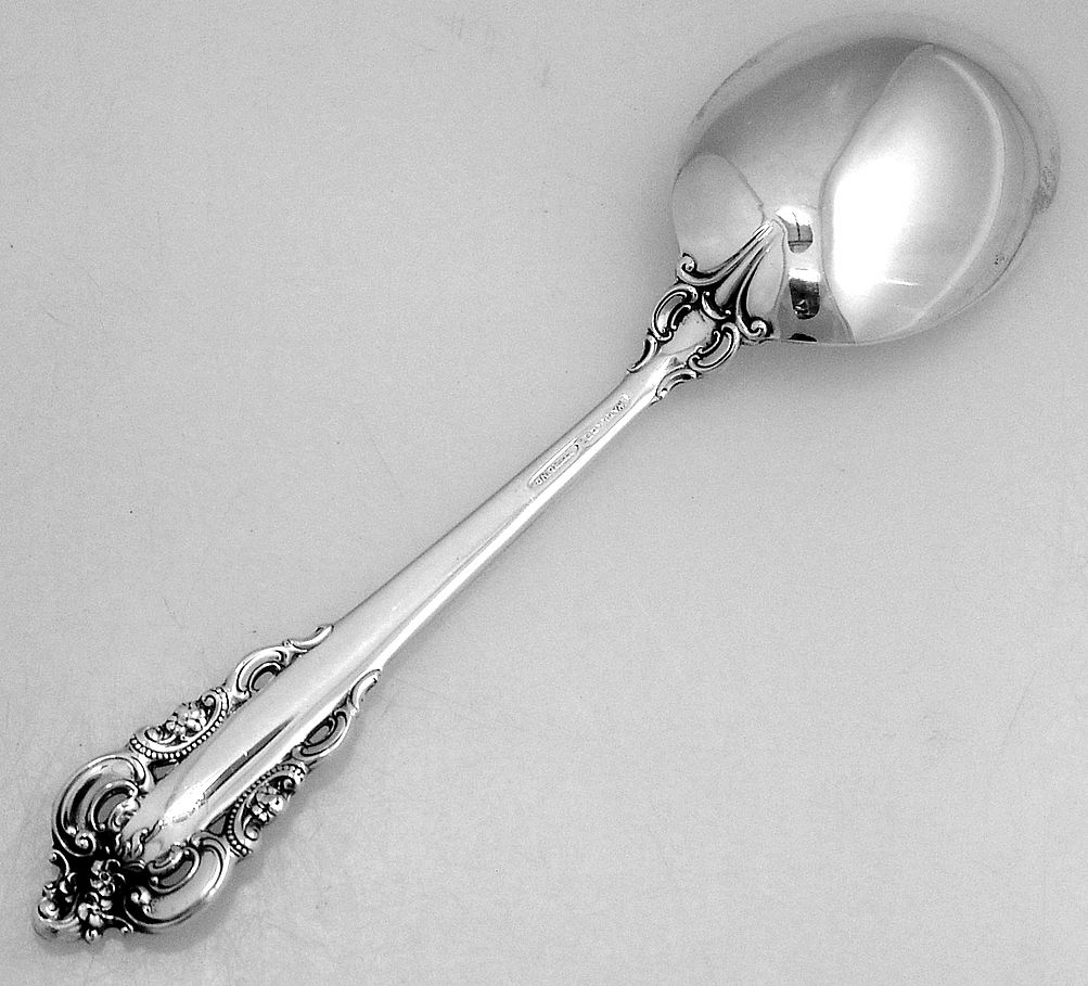 Grande Baroque Cream Soup Spoons Wallace Sterling Silver 1941 Grande Baroque Cream Soup Spoons Wallace Sterling Silver 1941