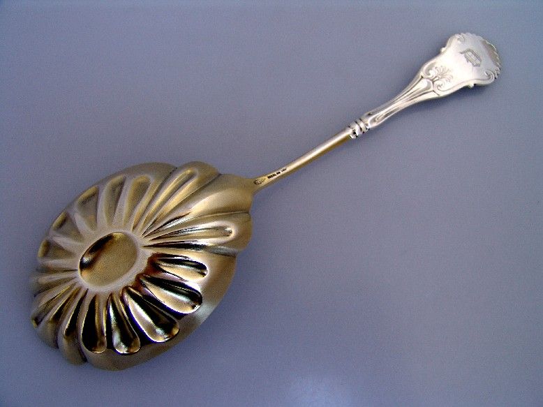 Shiebler Corinthian Large Berry Spoon 1855 Sterling Silver Monogram D Shiebler Corinthian Large Berry Spoon 1855 Sterling Silver Monogram D