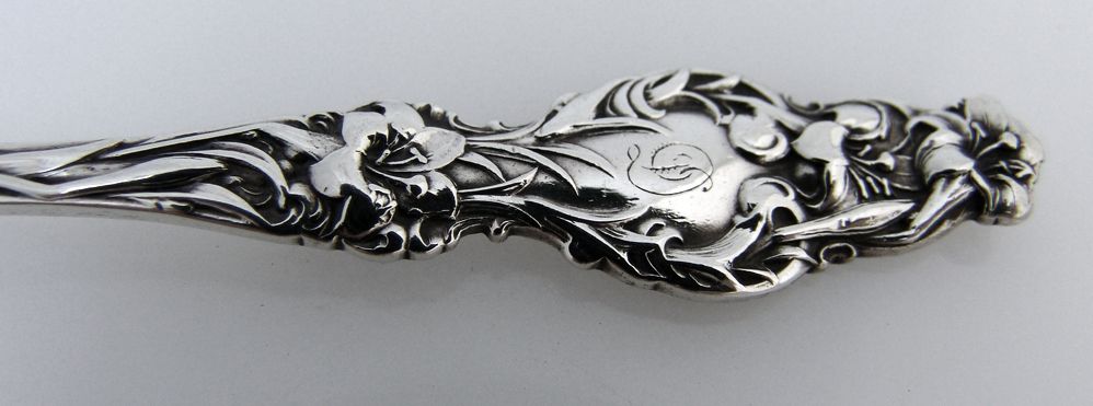 Butter Pick Two Tine Lily Whiting Patent 1902 Sterling Silver Monogram D Butter Pick Two Tine Lily Whiting Patent 1902 Sterling Silver Monogram D