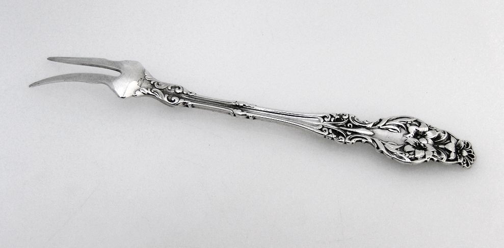 Butter Pick Two Tine Lily Whiting Patent 1902 Sterling Silver Monogram D Butter Pick Two Tine Lily Whiting Patent 1902 Sterling Silver Monogram D