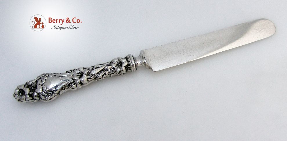 Luncheon Knives Lily Whiting Patent 1902 Sterling Silver Monogram M Luncheon Knives Lily Whiting Patent 1902 Sterling Silver Monogram M