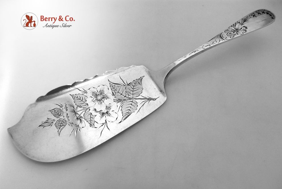 Lily of the Valley Engraved Fish Server Wild Rose Blade 1880 Sterling Silver No Monogram Lily of the Valley Engraved Fish Server Wild Rose Blade 1880 Sterling Silver No Monogram