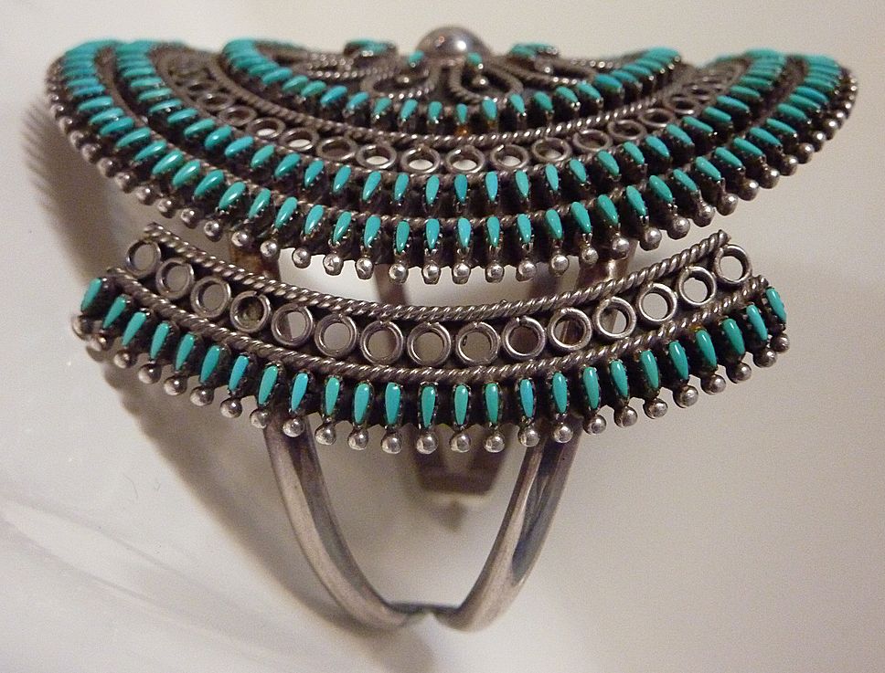 Spectacular Zuni needle point cluster sterling and turquoise bracelet Spectacular Zuni needle point cluster sterling and turquoise bracelet