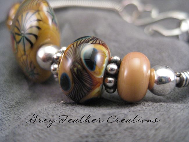 Sterling Silver Artisan Lampwork Bangle Bracelet Natural Colors Sterling Silver Artisan Lampwork Bangle Bracelet Natural Colors