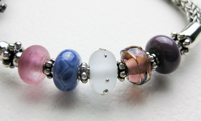 Sterling Silver Viking Knit and Artisan Lampwork Bracelet Sterling Silver Viking Knit and Artisan Lampwork Bracelet