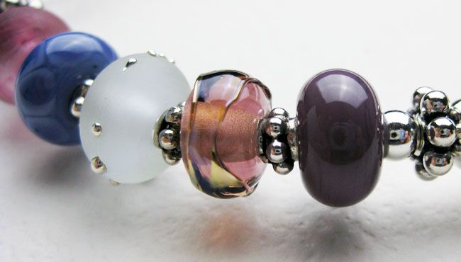 Sterling Silver Viking Knit and Artisan Lampwork Bracelet Sterling Silver Viking Knit and Artisan Lampwork Bracelet