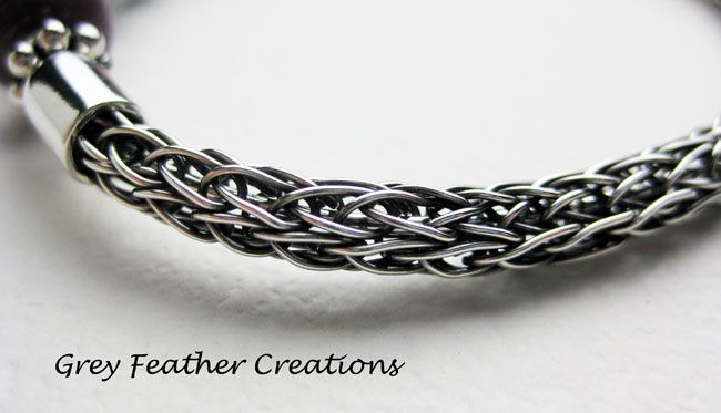Sterling Silver Viking Knit and Artisan Lampwork Bracelet Sterling Silver Viking Knit and Artisan Lampwork Bracelet