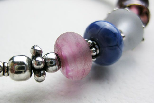 Sterling Silver Viking Knit and Artisan Lampwork Bracelet Sterling Silver Viking Knit and Artisan Lampwork Bracelet