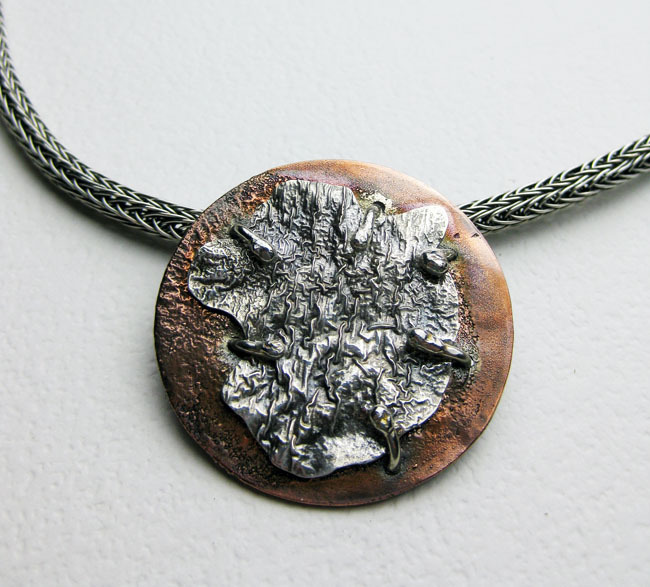 Silver and Copper Pendant with Viking Knit Chain Silver and Copper Pendant with Viking Knit Chain
