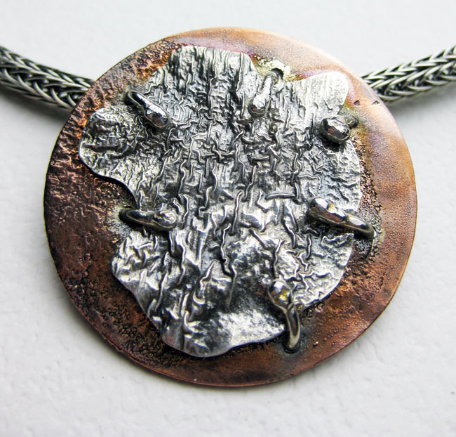 Silver and Copper Pendant with Viking Knit Chain Silver and Copper Pendant with Viking Knit Chain