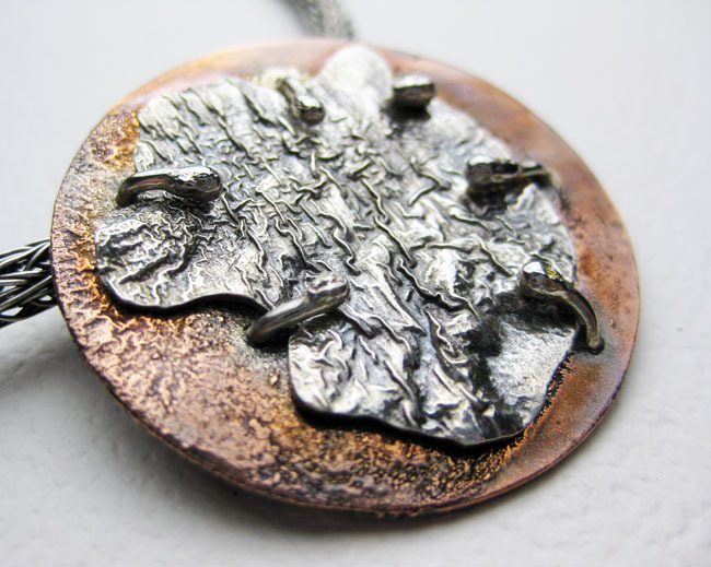 Silver and Copper Pendant with Viking Knit Chain Silver and Copper Pendant with Viking Knit Chain