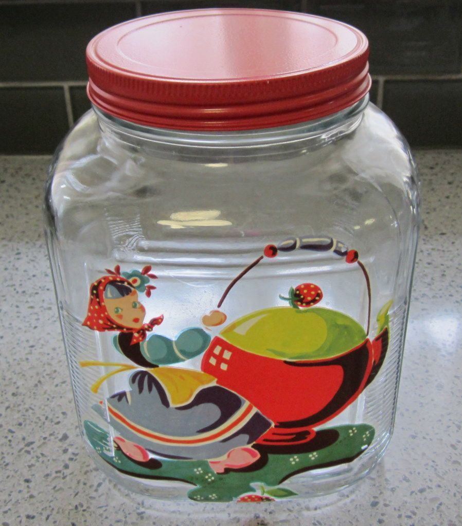3 Anchor Hocking Glass Canister Set, 40's Deco Kitchen 3 Anchor Hocking Glass Canister Set, 40's Deco Kitchen