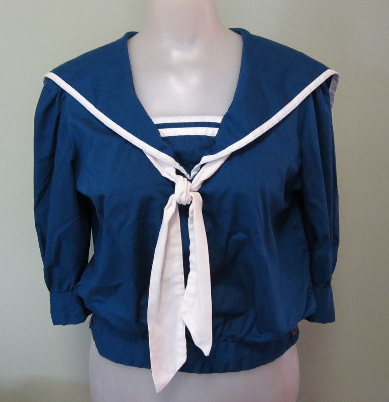 Vintage Sailor Blouse, 40's 50's Adorable Vintage Sailor Blouse, 40's 50's Adorable