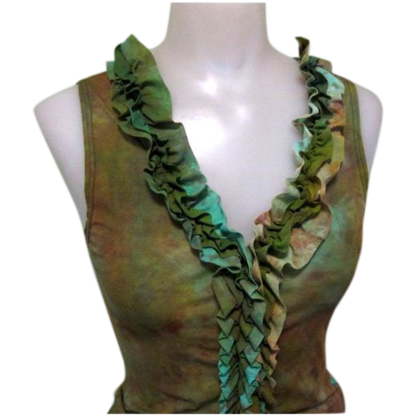 Vintage Blouse, Hand Dyed and Ruffled Chiffon Vintage Blouse, Hand Dyed and Ruffled Chiffon