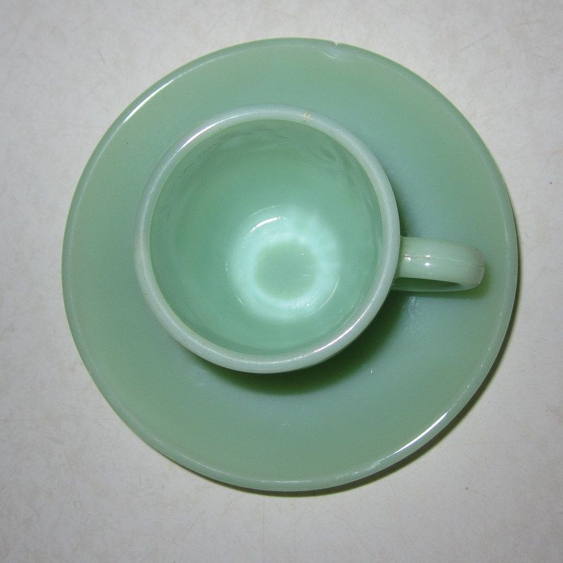 Fire King Jadite RW Restaurant Ware Demi Demitasse Coffee Tea Cup & Saucer Fire King Jadite RW Restaurant Ware Demi Demitasse Coffee Tea Cup & Saucer