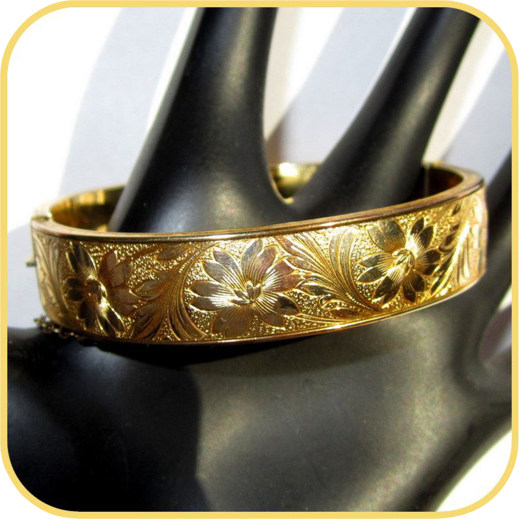 Victorian Engagement Bracelet, Sterling, Gold Wash, Floral Repousse Victorian Engagement Bracelet, Sterling, Gold Wash, Floral Repousse