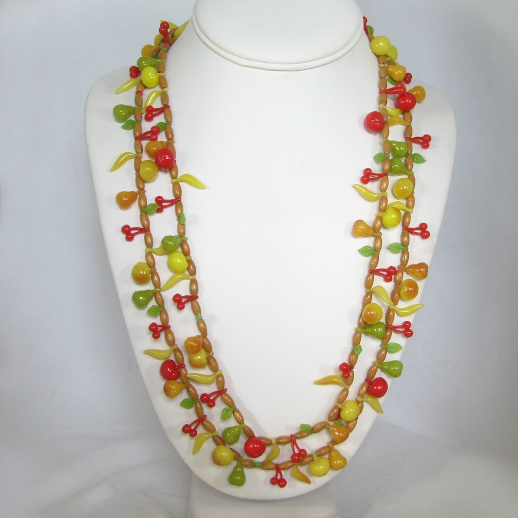2-Strand Tutti-Frutti Wooden Bead Necklace W Germany 2-Strand Tutti-Frutti Wooden Bead Necklace W Germany