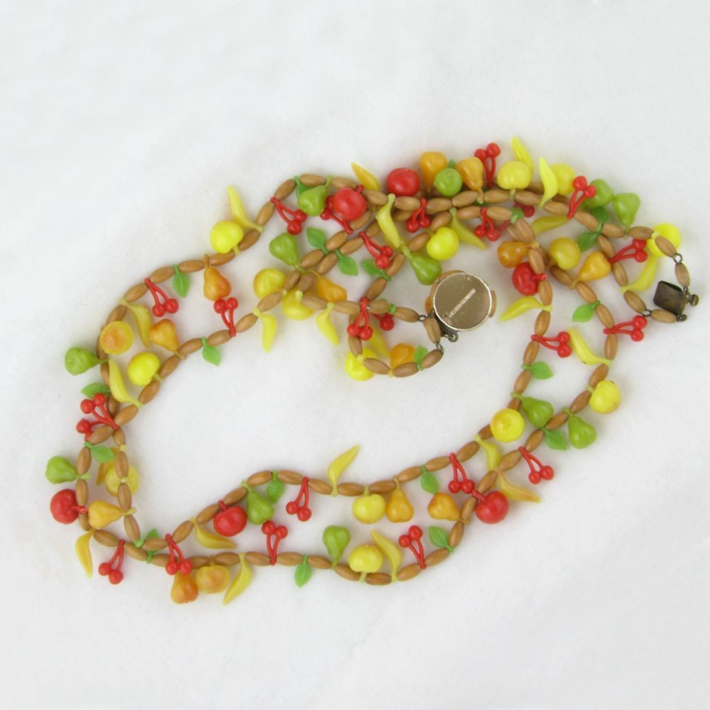 2-Strand Tutti-Frutti Wooden Bead Necklace W Germany 2-Strand Tutti-Frutti Wooden Bead Necklace W Germany