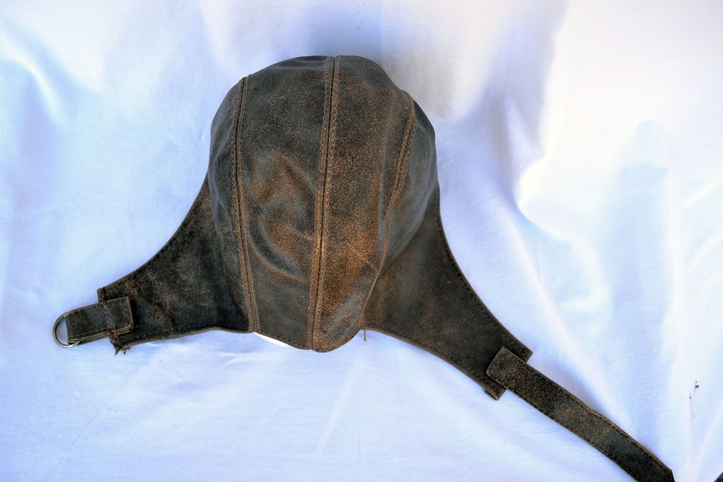 Vintage Leather Flight Cap Distressed Leather Look Vintage Leather Flight Cap Distressed Leather Look
