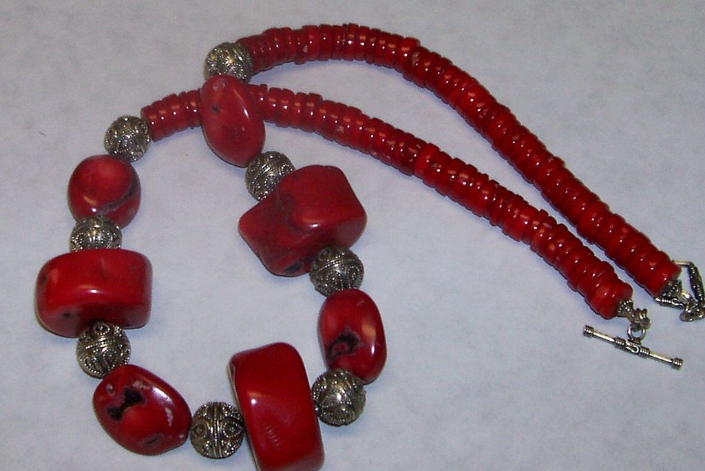 Red Coral Sterling Silver Necklace Red Coral Sterling Silver Necklace