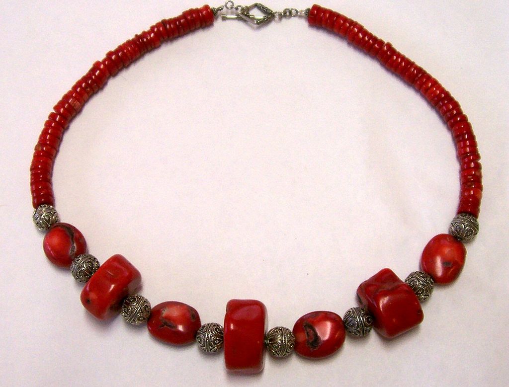 Red Coral Sterling Silver Necklace Red Coral Sterling Silver Necklace