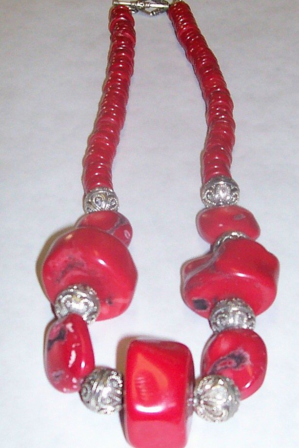 Red Coral Sterling Silver Necklace Red Coral Sterling Silver Necklace