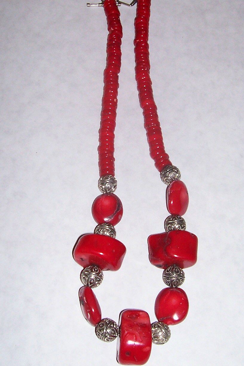 Red Coral Sterling Silver Necklace Red Coral Sterling Silver Necklace