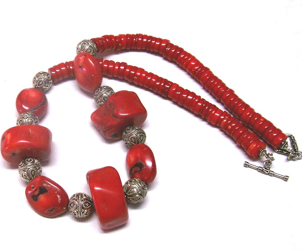 Red Coral Sterling Silver Necklace Red Coral Sterling Silver Necklace
