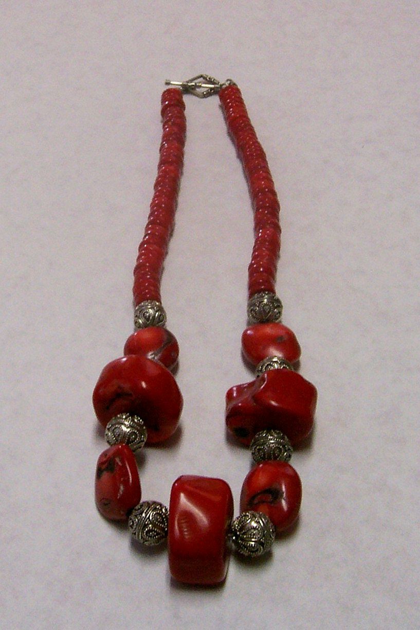 Red Coral Sterling Silver Necklace Red Coral Sterling Silver Necklace