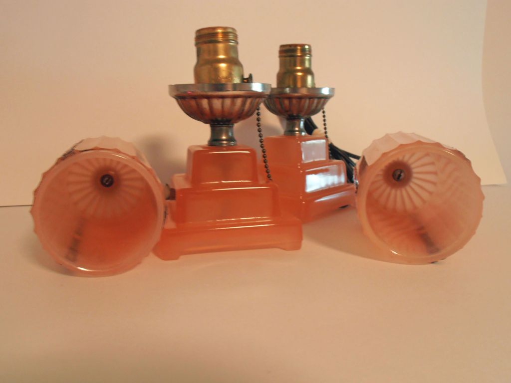 Pair Matching Vintage Boudoir Pink Art Deco Lamps Pair Matching Vintage Boudoir Pink Art Deco Lamps