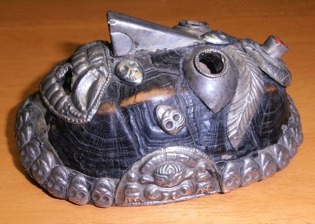 Antique Vintage Buddhist Tibetan Ritual Mask Turtle Shell Offering Bowl Antique Vintage Buddhist Tibetan Ritual Mask Turtle Shell Offering Bowl