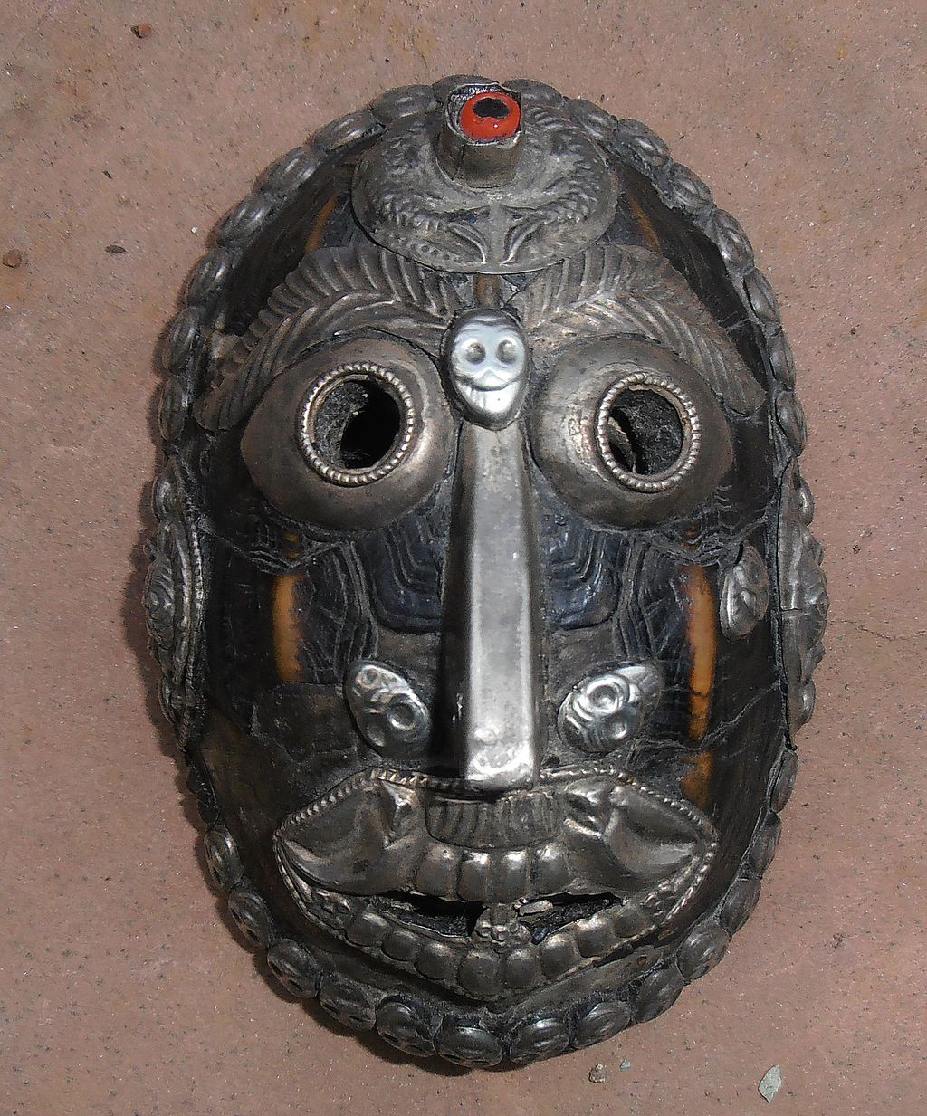 Antique Vintage Buddhist Tibetan Ritual Mask Turtle Shell Offering Bowl Antique Vintage Buddhist Tibetan Ritual Mask Turtle Shell Offering Bowl