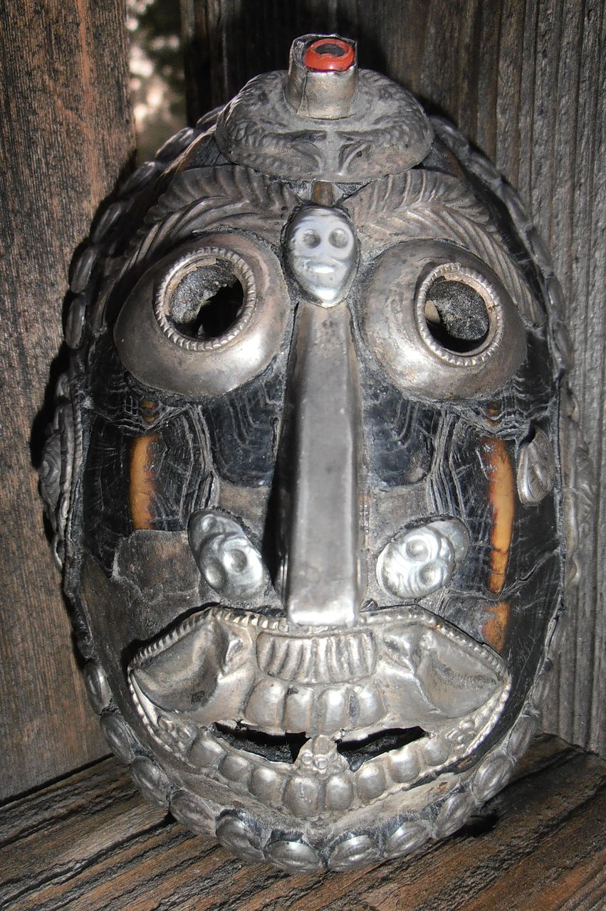Antique Vintage Buddhist Tibetan Ritual Mask Turtle Shell Offering Bowl Antique Vintage Buddhist Tibetan Ritual Mask Turtle Shell Offering Bowl