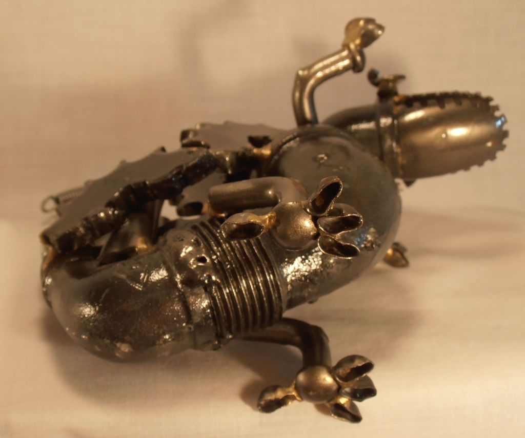 Vintage Folk Art Dragon Dinosaur Made From Plumbing and Machine Parts Vintage Folk Art Dragon Dinosaur Made From Plumbing and Machine Parts