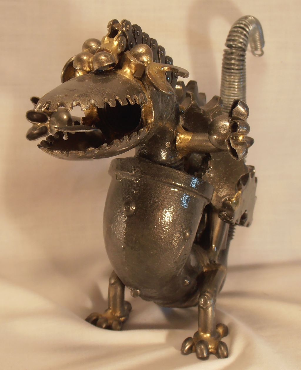 Vintage Folk Art Dragon Dinosaur Made From Plumbing and Machine Parts Vintage Folk Art Dragon Dinosaur Made From Plumbing and Machine Parts