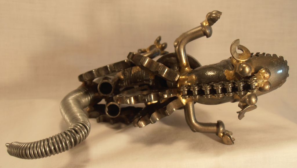 Vintage Folk Art Dragon Dinosaur Made From Plumbing and Machine Parts Vintage Folk Art Dragon Dinosaur Made From Plumbing and Machine Parts