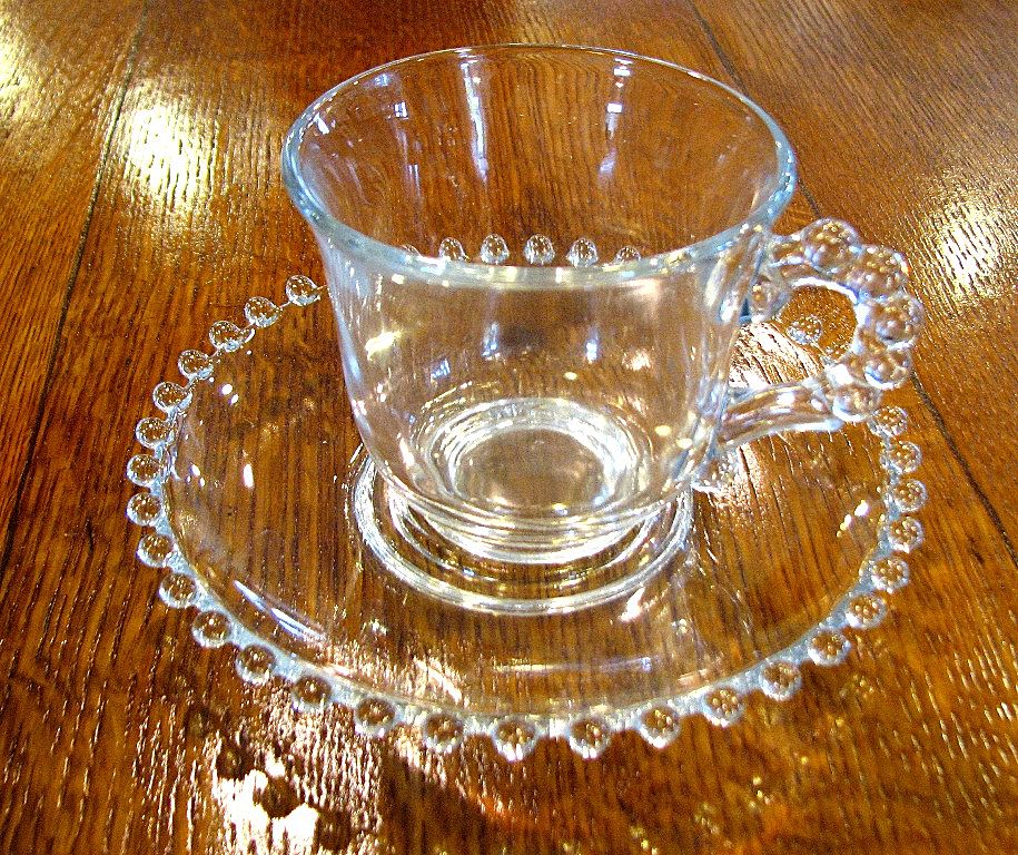 Imperial Glass Candlewick cup and saucer sets Beautiful beaded edge! Imperial Glass Candlewick cup and saucer sets Beautiful beaded edge!